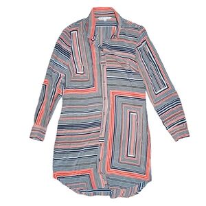 Trina Turk Geometric Print Button Down Shirt Dress Size 10